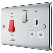 BG Electrical Nexus Metal Polished Chrome - 45A double pole, with switched socket and indicators