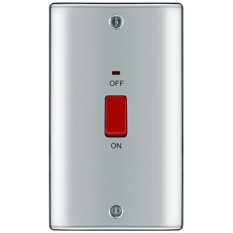 BG Electrical Nexus Metal Polished Chrome - 45A, double pole, large plate, with indicator