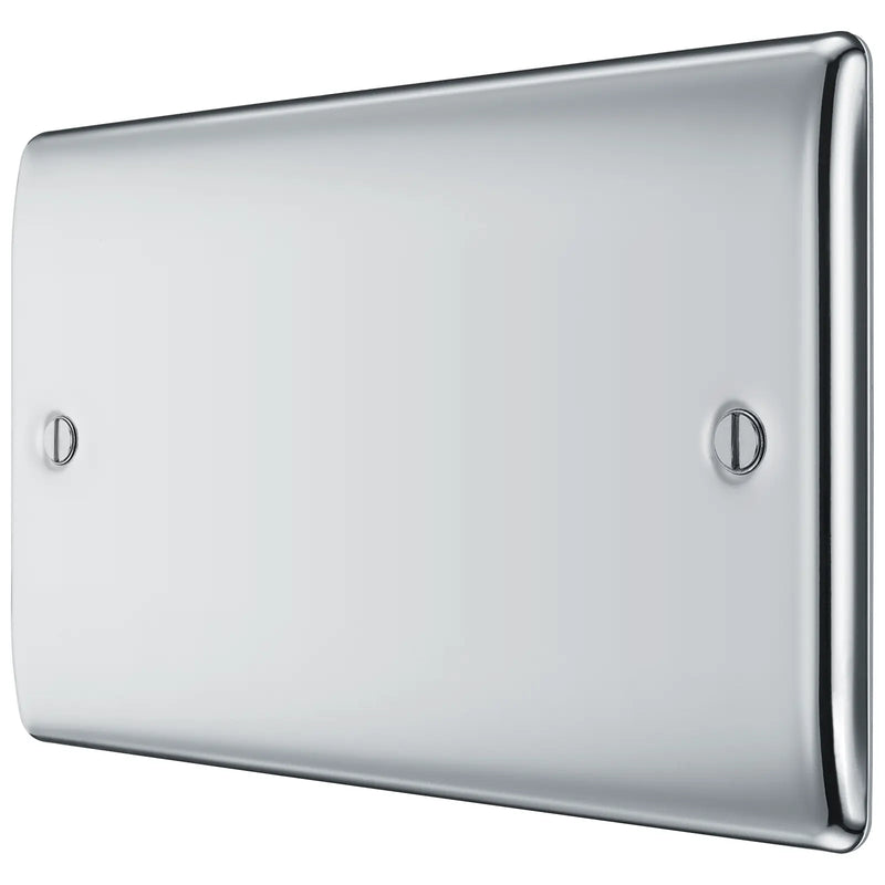 BG Electrical Nexus Metal Polished Chrome - Double, blank plate
