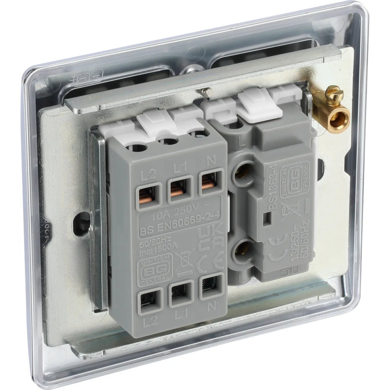 BG Electrical Nexus Metal Polished Chrome - 3 pole fan isolator, fused