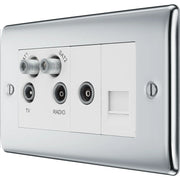 BG Electrical Nexus Metal Polished Chrome - Quadplex, 2 x sat, BT outlet and co-ax returned - screened