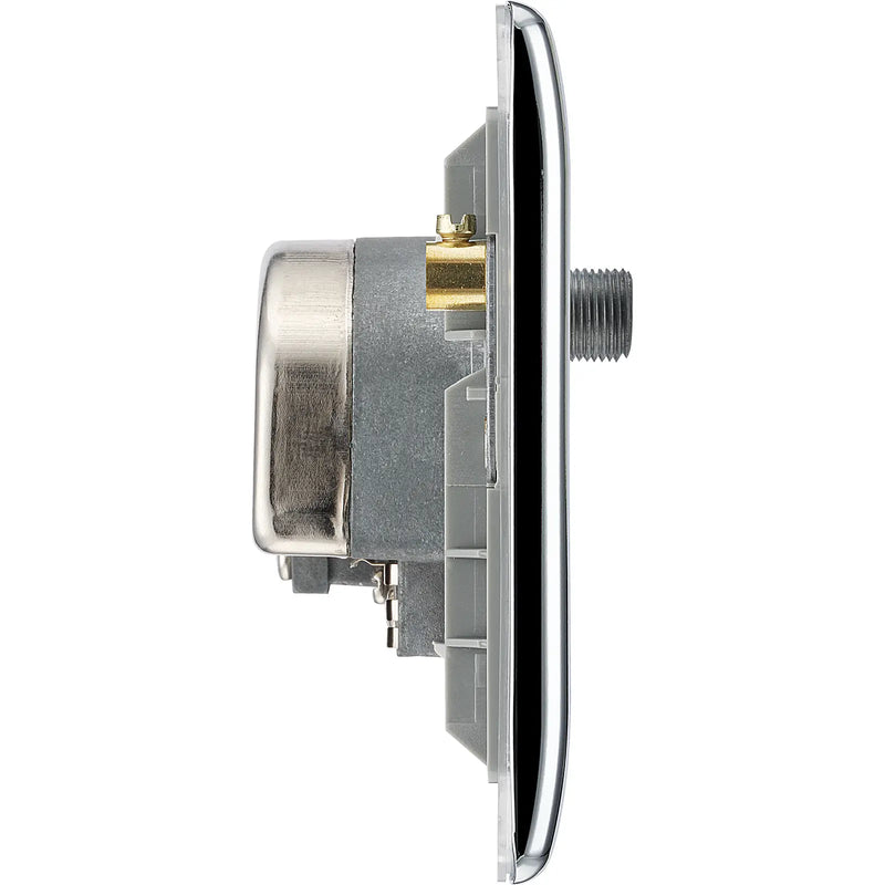 BG Electrical Nexus Metal Polished Chrome - Quadplex, 2 x sat, BT outlet and co-ax returned - screened