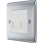 BG Electrical Nexus Metal Polished Chrome - Double, RJ11 telephone socket