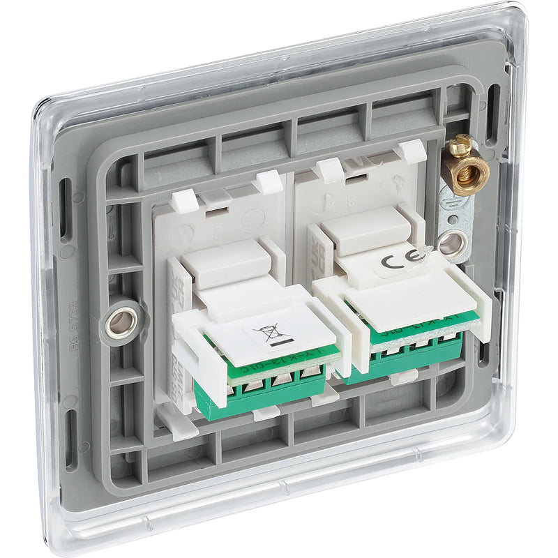 BG Electrical Nexus Metal Polished Chrome - Double, RJ11 telephone socket