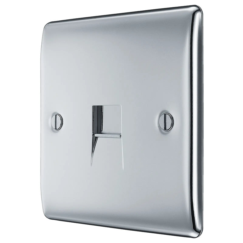 BG Electrical Nexus Metal Polished Chrome - Single, RJ11 telephone socket