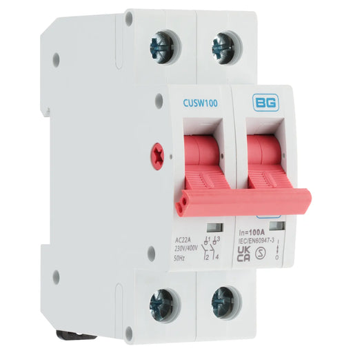 BG Circuit Protection Main Switch Isolator - Double Pole, 100A 2 module