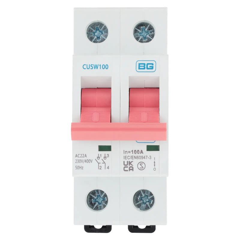 BG Circuit Protection Main Switch Isolator - Double Pole, 100A 2 module