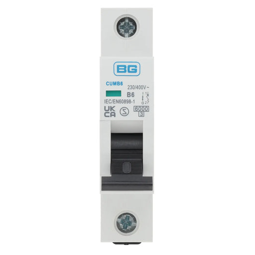 BG Circuit Protection MCB - Bidirectional 6A, B Curve, MCB, Single Pole, 6kA,1 module