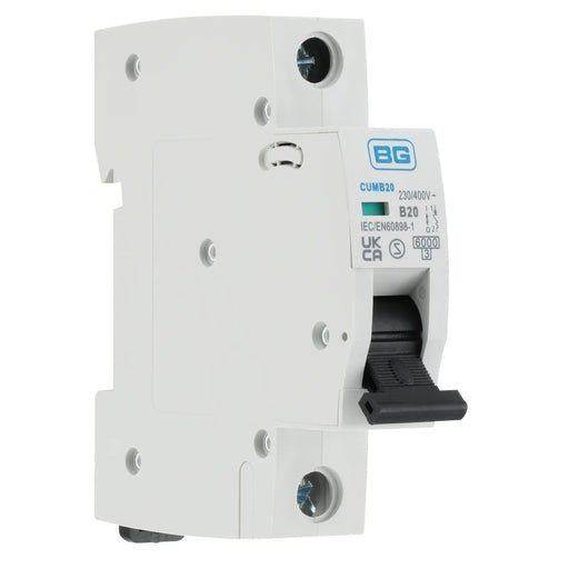 BG Circuit Protection MCB - Bidirectional 20A, B Curve, MCB, Single Pole, 6kA,1 module