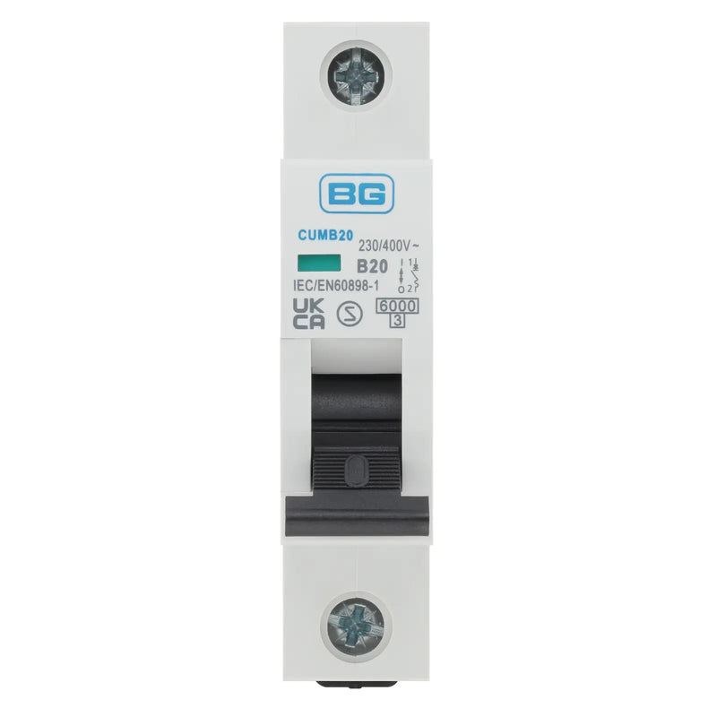 BG Circuit Protection MCB - Bidirectional 20A, B Curve, MCB, Single Pole, 6kA,1 module