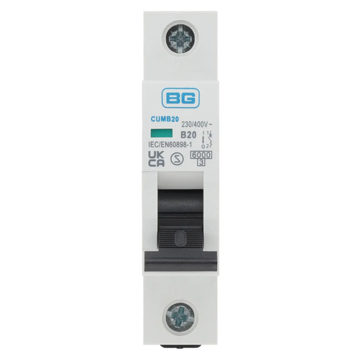 BG Circuit Protection MCB - Bidirectional 20A, B Curve, MCB, Single Pole, 6kA,1 module