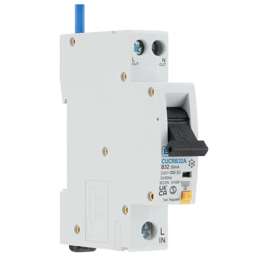 BG Circuit Protection RCBO - Unidirectional 32A B Curve RCBO Type A 1P 1 Module