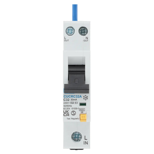 BG Circuit Protection RCBO - Unidirectional 32A C Curve RCBO Type A 1P 1 Module