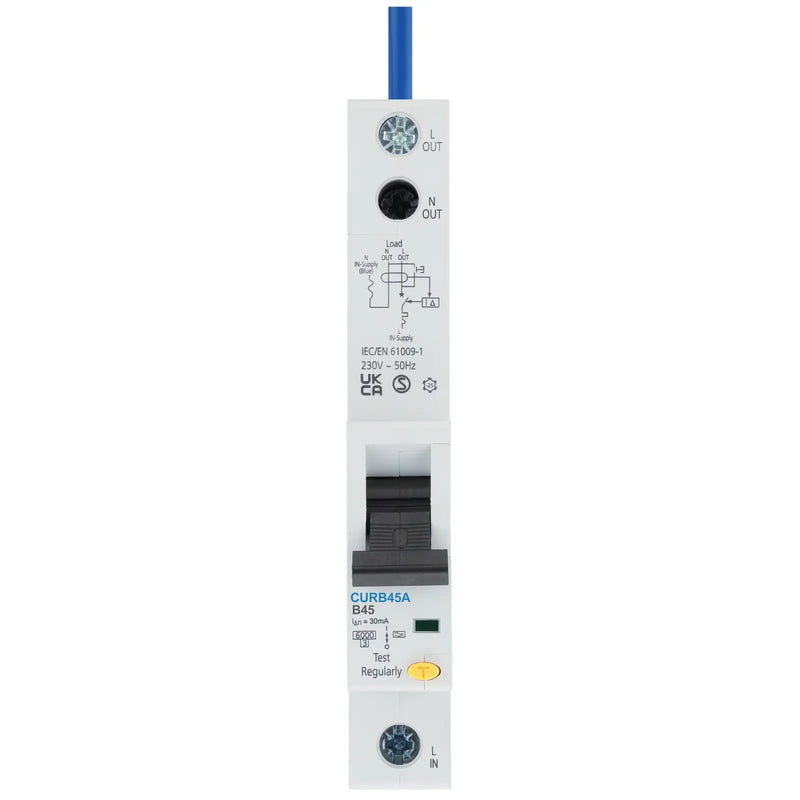BG Circuit Protection RCBO - Unidirectional 45A B Curve RCBO Type A 1P 1 Module