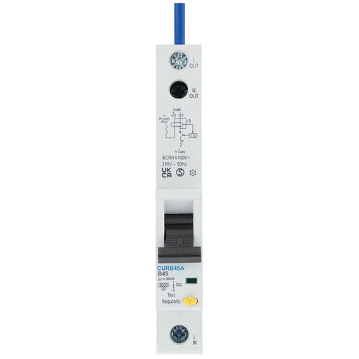 BG Circuit Protection RCBO - Unidirectional 45A B Curve RCBO Type A 1P 1 Module