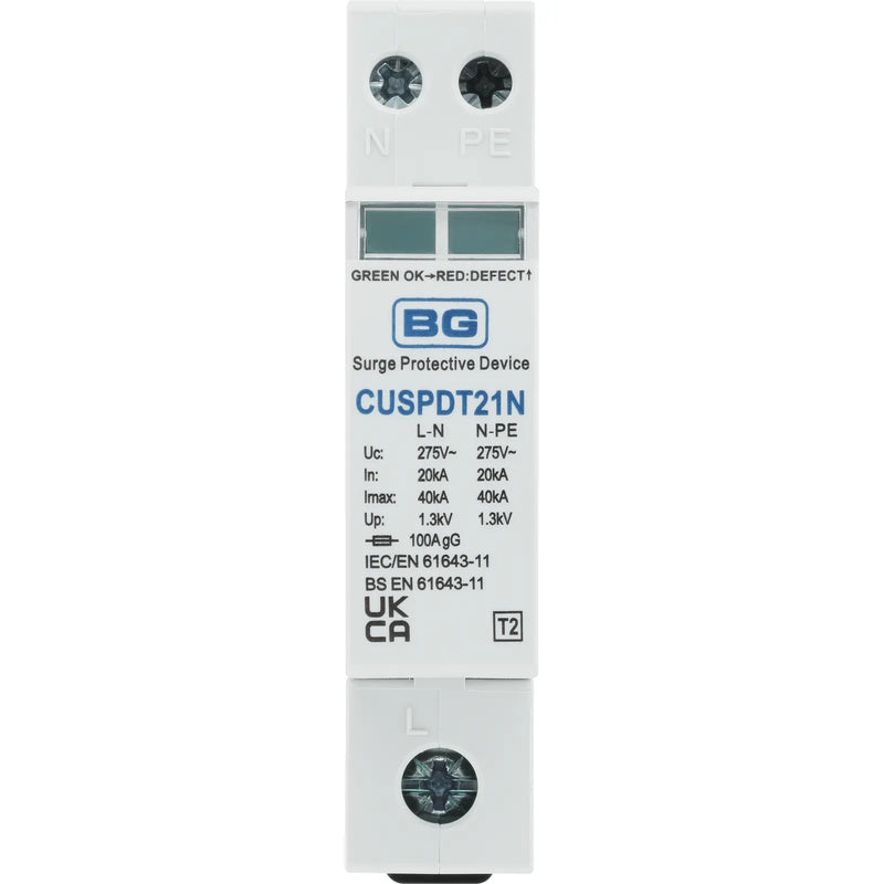 BG Circuit Protection SPD - Type 2, 1 module, No MCB needed TNS,PME,& TT systems
