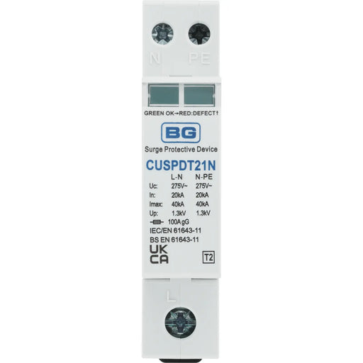 BG Circuit Protection SPD - Type 2, 1 module, No MCB needed TNS,PME,& TT systems