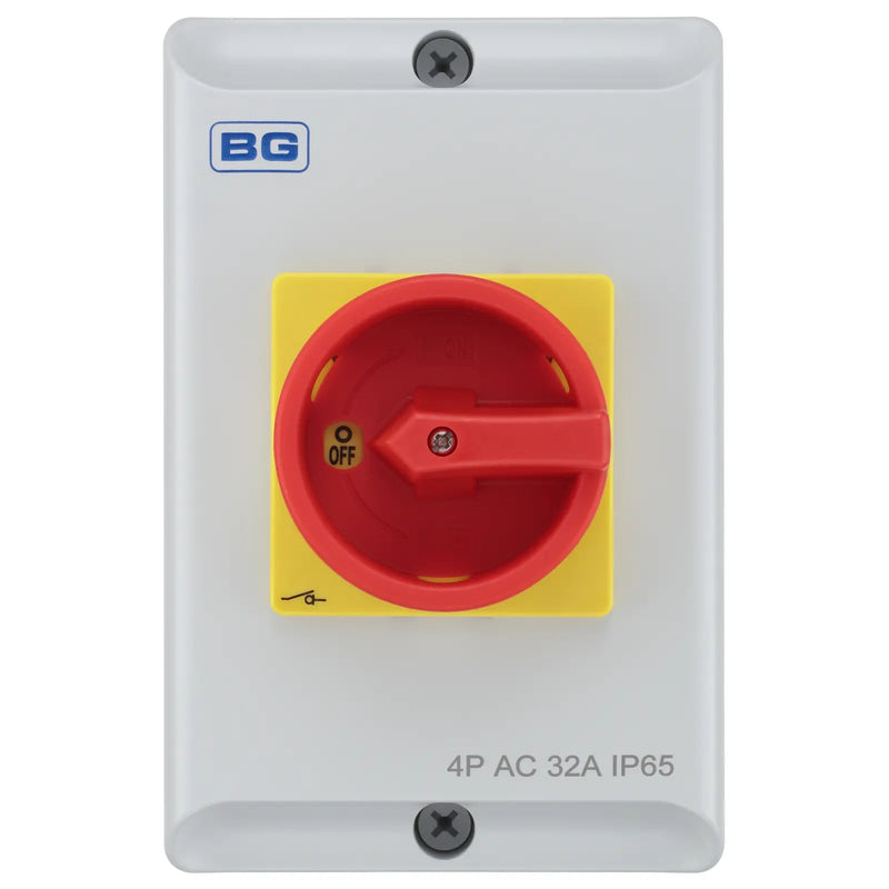 BG Circuit Protection Rotary Isolator 4 Pole - 32A, 4-Pole AC, Rotary Isolator