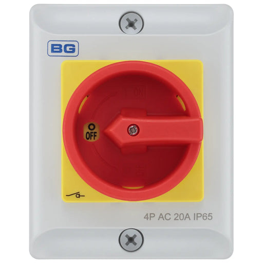 BG Circuit Protection Rotary Isolator 4 Pole - 20A, 4-Pole AC, Rotary Isolator