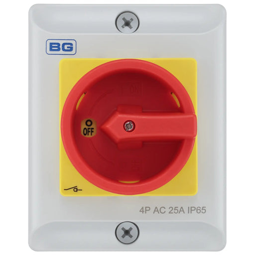 BG Circuit Protection Rotary Isolator 4 Pole - 25A, 4-Pole AC, Rotary Isolator