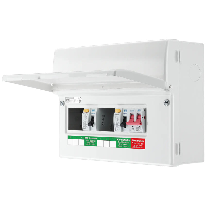 BG Circuit Protection Dual RCD - 12 module, 6 way, 100A Main Switch, 63A/63A Type A RCD