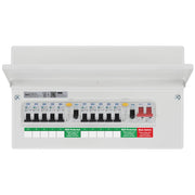 BG Circuit Protection Dual RCD - 16 module, 10 way, 100A Main Switch, 2 x 100A Type A RCD, 10 MCB's
