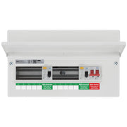 BG Circuit Protection Dual RCD SPD - 16 module, 10 way, 100A Main Switch, 2 x 100A Type A RCD