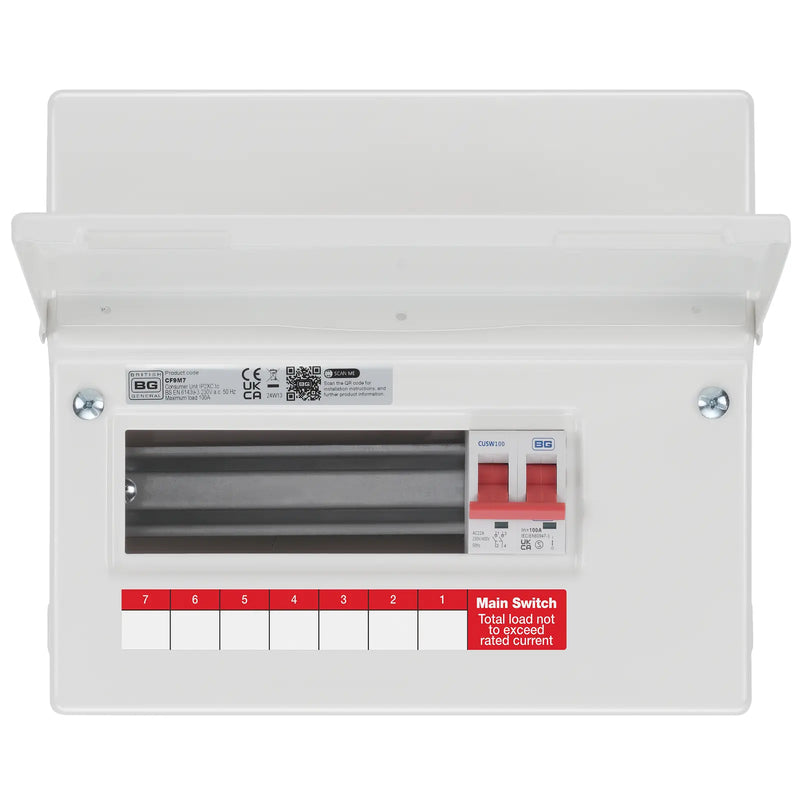 BG Circuit Protection Main Switch - 9 module, 7 way, 100A Main Switch