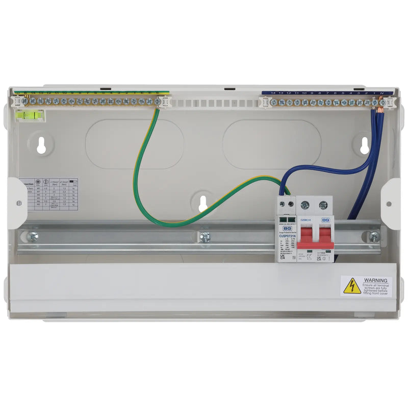 BG Circuit Protection Main Switch SPD - 16 module, 13 way, 100A Main Switch, Type 2 SPD