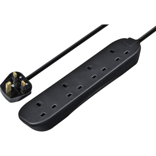 Masterplug Basic - 4 Sockets, 5m, 13A, Black