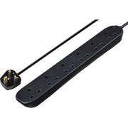 Masterplug Basic - 6 Sockets, 2m, 13A, Black