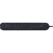 Masterplug Basic - 6 Sockets, 2m, 13A, Black
