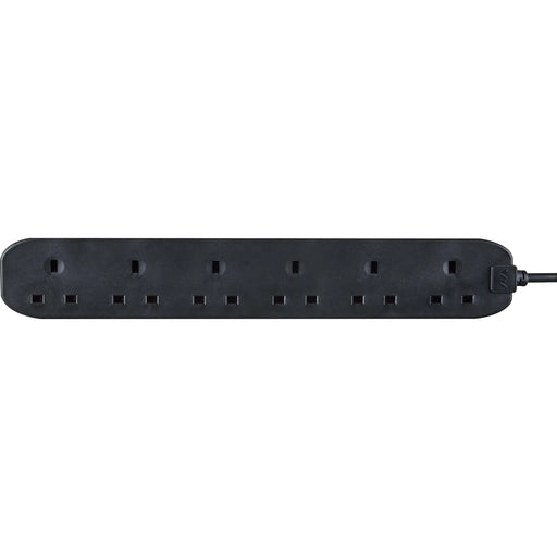 Masterplug Basic - 6 Sockets, 2m, 13A, Black