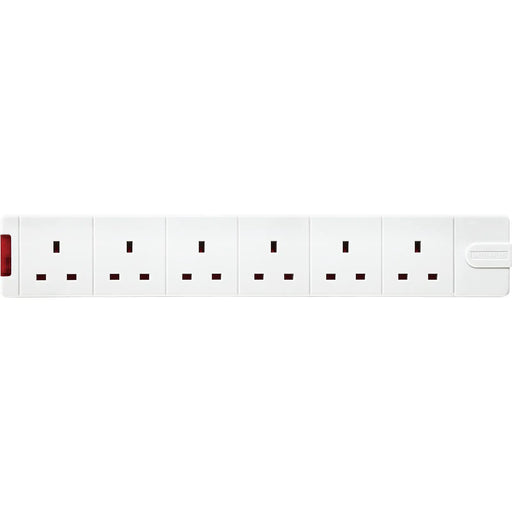 Masterplug Basic - 6 Sockets, 13A, White