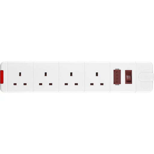 Masterplug Basic - 4 Sockets, 13A, White