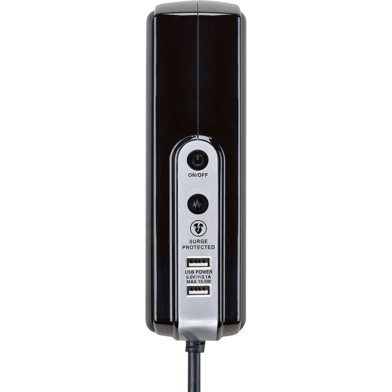 Masterplug High Gloss USB - 2 x USB A, 6 Sockets, 2m, 13A, Gloss Black