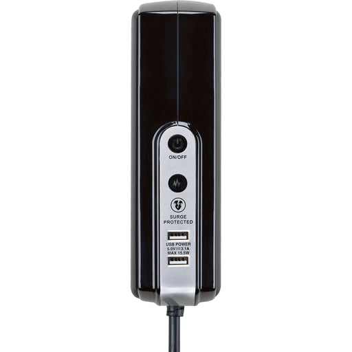 Masterplug High Gloss USB - 2 x USB A, 6 Sockets, 2m, 13A, Gloss Black