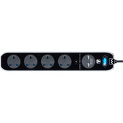 Masterplug High Gloss USB - 2 x USB A, 4 Sockets, 2m, 13A, Gloss Black