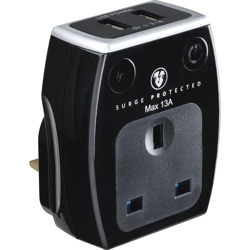 Masterplug High Gloss USB - 2 x USB A, 13A, Gloss Black