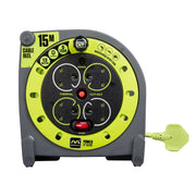 Masterplug Pro XT - 15m, 4 Sockets, 13A, Grey + Green