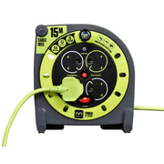 Masterplug Pro XT - 15m, 4 Sockets, 13A, Grey + Green