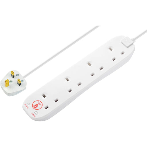 Masterplug Surge - 4 Sockets, 2m, 13A, White