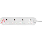 Masterplug Surge - 4 Sockets, 2m, 13A, White