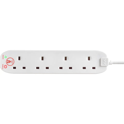Masterplug Surge - 4 Sockets, 2m, 13A, White