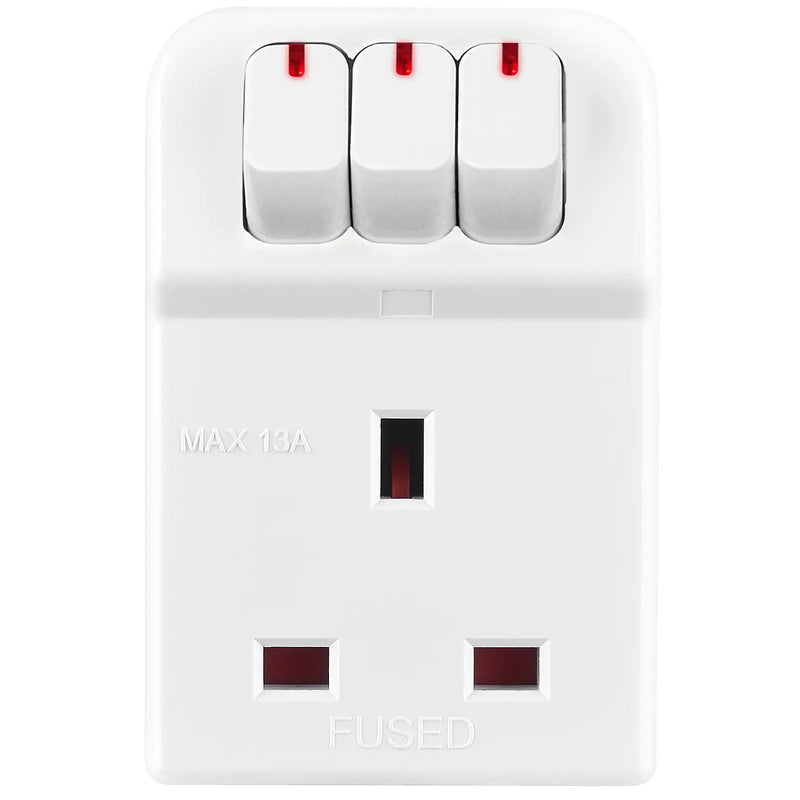 Masterplug Switched - 3 Sockets, 13A, White