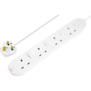 Masterplug Switched - 4 Sockets, 2m, 13A, White
