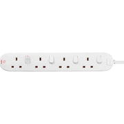 Masterplug Switched - 4 Sockets, 2m, 13A, White