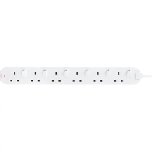 Masterplug Switched - 6 Sockets, 2m, 13A, White