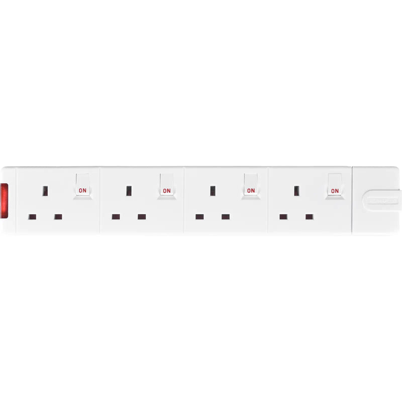Masterplug Switched - 4 Sockets, 13A, White
