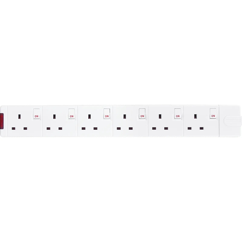 Masterplug Switched - 6 Sockets, 13A, White
